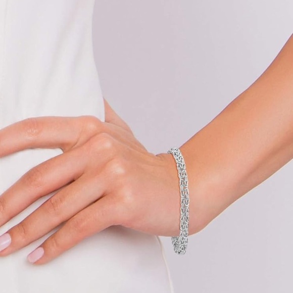 Italian Solid 925 Sterling Silver 6.8mm Byzantine Bracelet Handmade in Italy - Picture 4 of 12